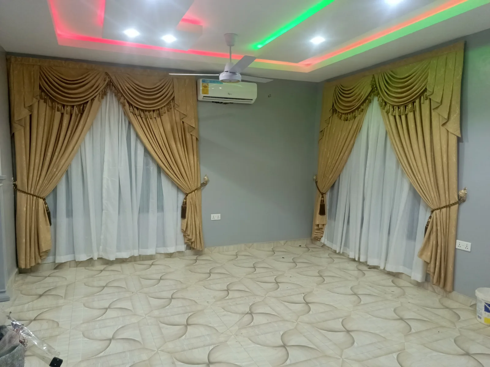 Matching curtain sets on two windows