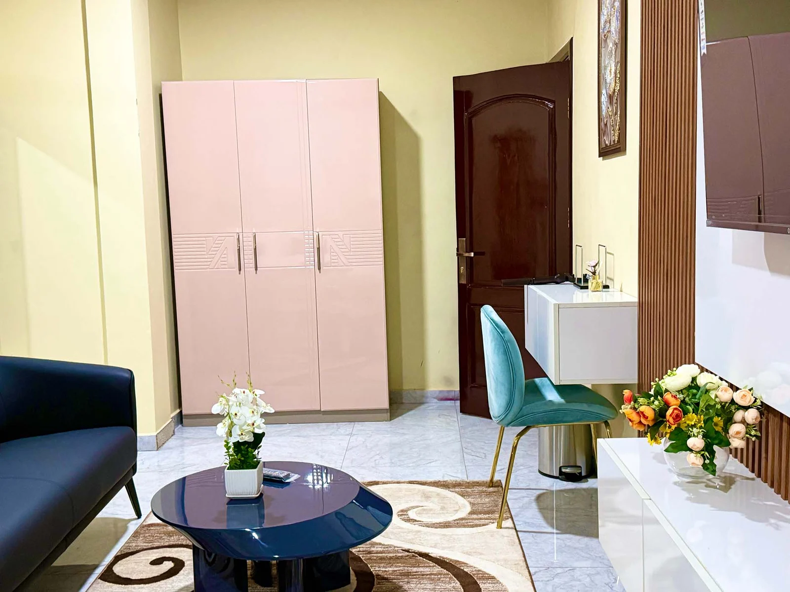 Best Interior Designers in Kumasi, Blush wardrobe and vanity corner